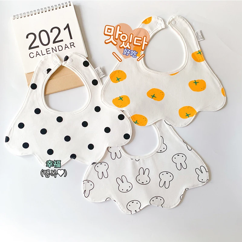 

3pcs/set Baby Bibs Cotton Accessories Newborn Solid Color Snap Button Soft petal Towel Feeding Drool Bibs Kids Feeding Smock