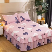 3pcsset 1bed skirt 2pcs pillowcase bed sheet for kingqueen bed skirt home textile bedding large size bedspread hot f0680