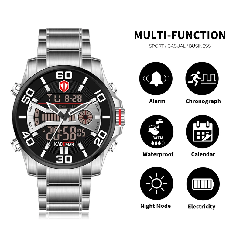 Роскошные брендовые водонепроницаемые военные спортивные часы мужские