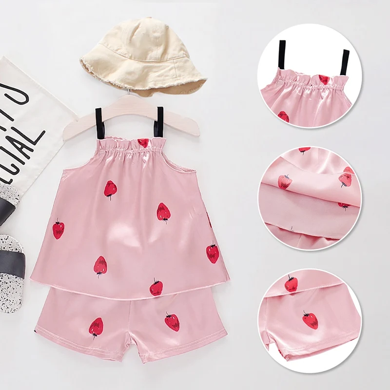 2 шт. детская блузка с коротким рукавом и шорты|Комплекты пижам| |