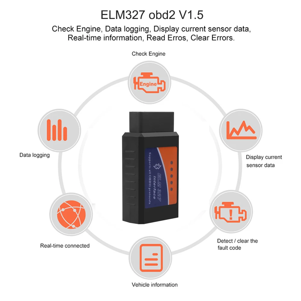 Elm327 Obd2 сканер Elm 327 V1.5/V2.1 Bluetooth считыватель кодов автомобильный диагностический