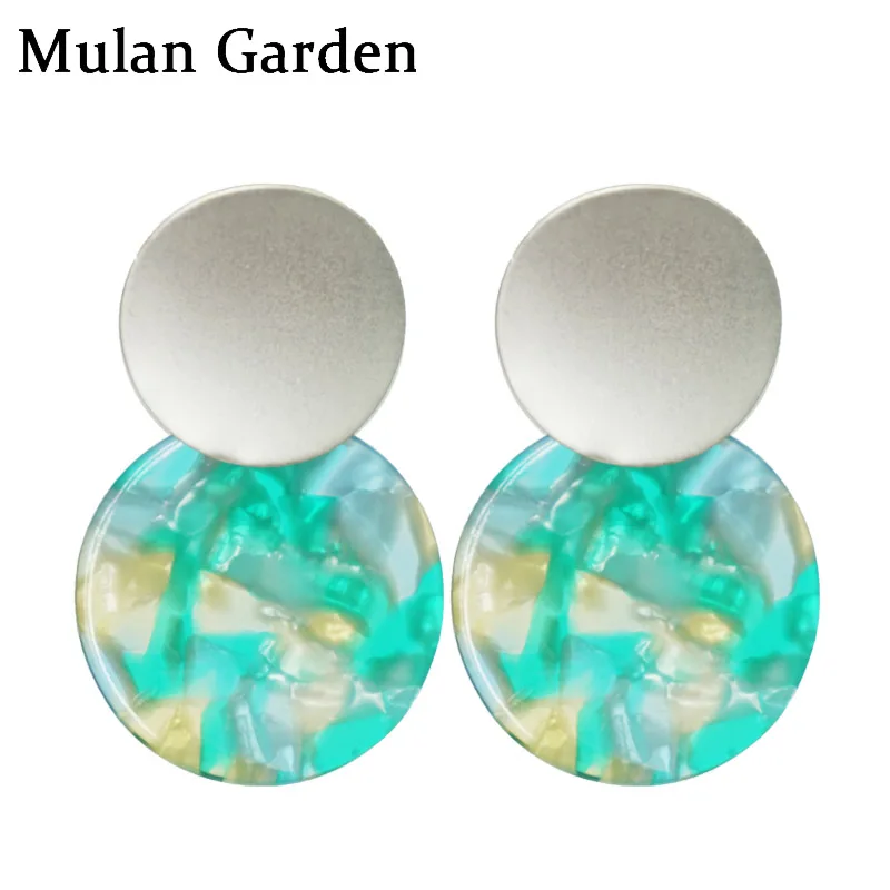 

M&G Vintage Round Green Acrylic Earrings for Women Color Red Blue Leopard Acetic Acid Pendant Dangle Earring Resin Jewelry 2019
