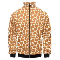 eu size stand collar jacket 3d printed giraffe stripes streetwear plus size 6xl clothing homme long sleeve autumn coat drop ship