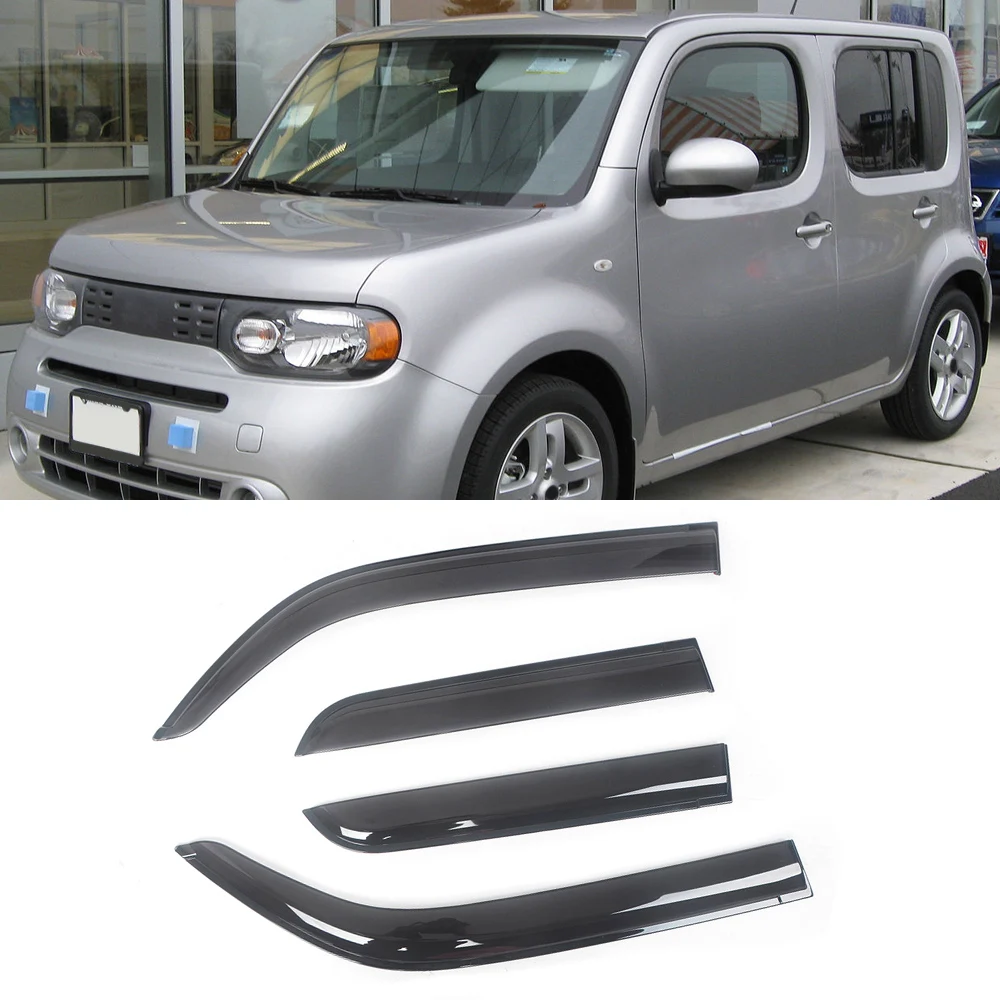 

For Nissan Cube Z12 2009-2015 Auto Side Window Deflectors Visors Black Rain Guard Door Visor Vent Shades Dark Smoke Ventvisor