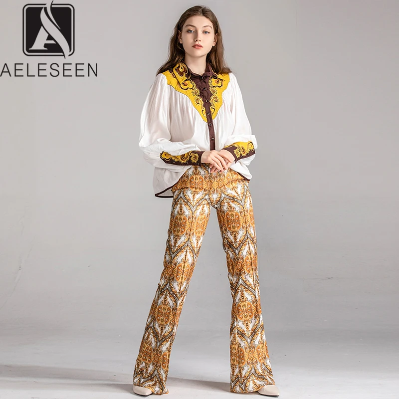 AELESEEN новый модный офисный женский костюм-двойка 2019 Осень Роскошный расшитый