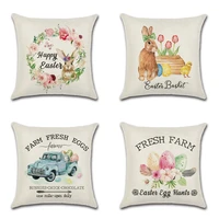 easter egg hunts pattern cushion cover garland rabbit pillow case festival home decor sofa car pillow cover flower pillowcase