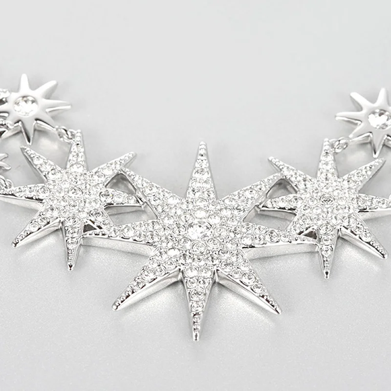 

2020 Fashion Charm Pure 925 Silver Original 1:1 Copy, Multi-star Stars Fantasy Fashion Wild Necklace Women Luxury Jewelry Gifts