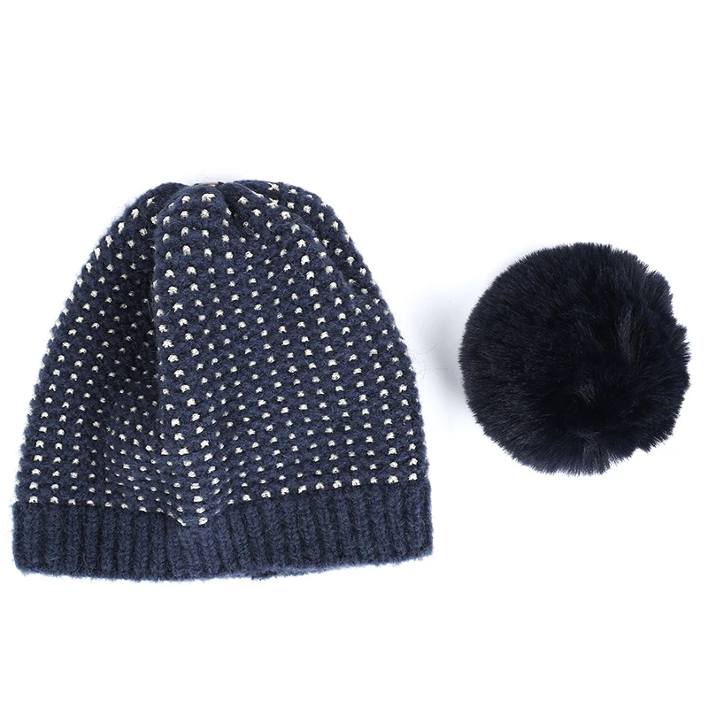 2019 одноцветная женская вязаная шапка с помпонами серебряные шелковые Меховые