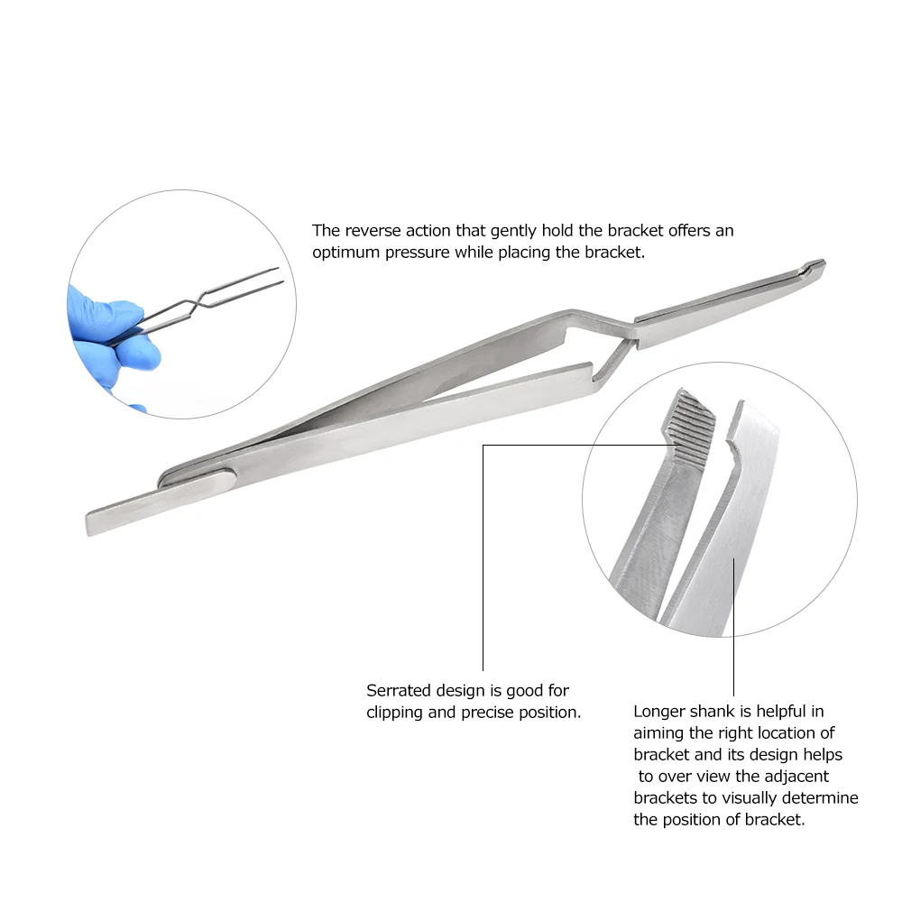 

1Pcs Dental Bracket Tweezers Orthodontic Reverse Action Serrated Dentistry Instruments Stainless Steel Dental Tools Dentisty