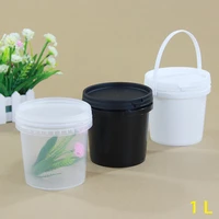 5pcs 1l food grade plastic bucket with handle and lid good sealing round storage container for food liquid painting