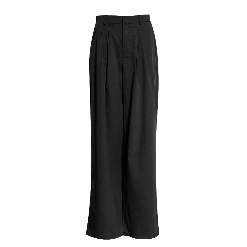

2020 European and American autumn new wild mopping wide leg long pants fashionable high waist loose wild casual pants women
