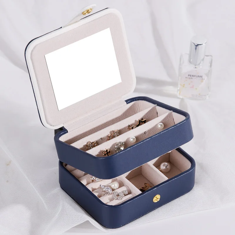 

Jewelry Organizer Display New 2021 Leather Portable Travel Jewelry Storage Box Earrings Ring Holder Women Kids Birthday Gift