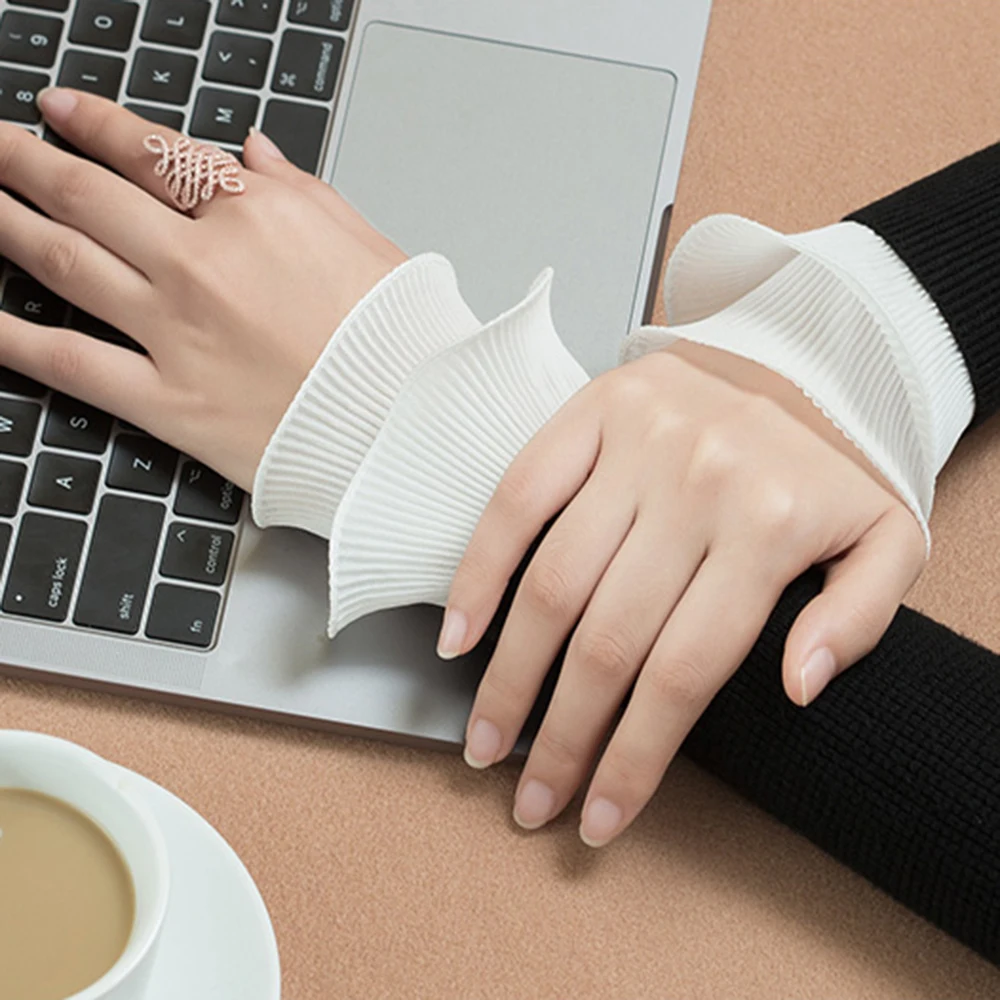 Шифоновые перчатки рукава поддельные шифоновые женские черные белые