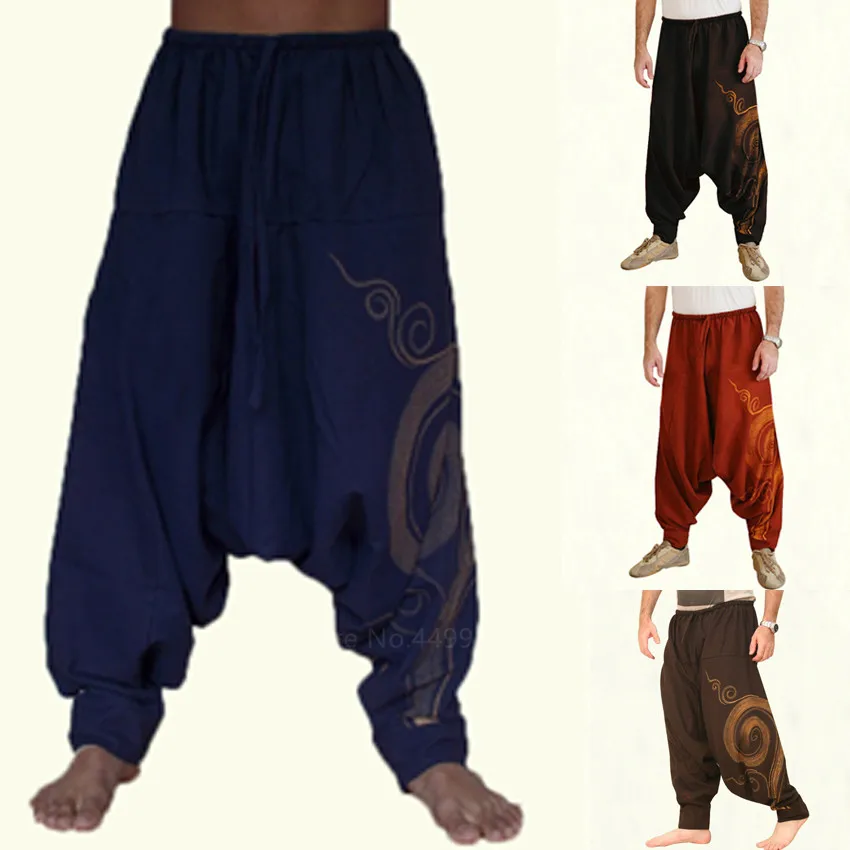 

COS Demon Slayer Medieval Pants Costume Fashion Baggy High Waist Solid Color Loose Printed Casual Trousers Carnival Party Men's