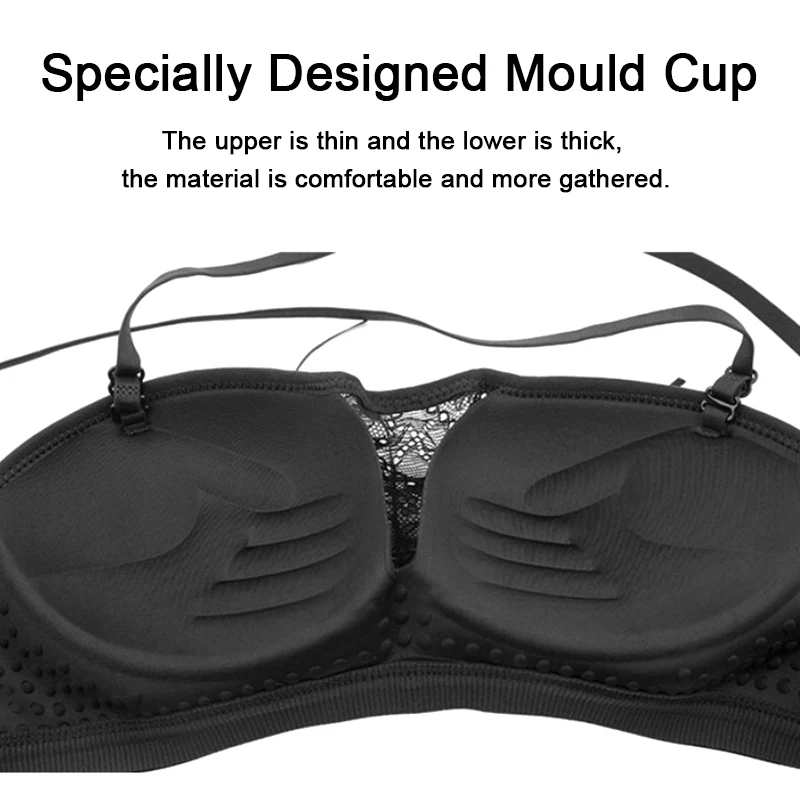 

Women Non Slip Strapless Invisible Bra Sexy Seamless Lingerie Push Up Bandage Brassiere Tira Underwear Backless Bralette