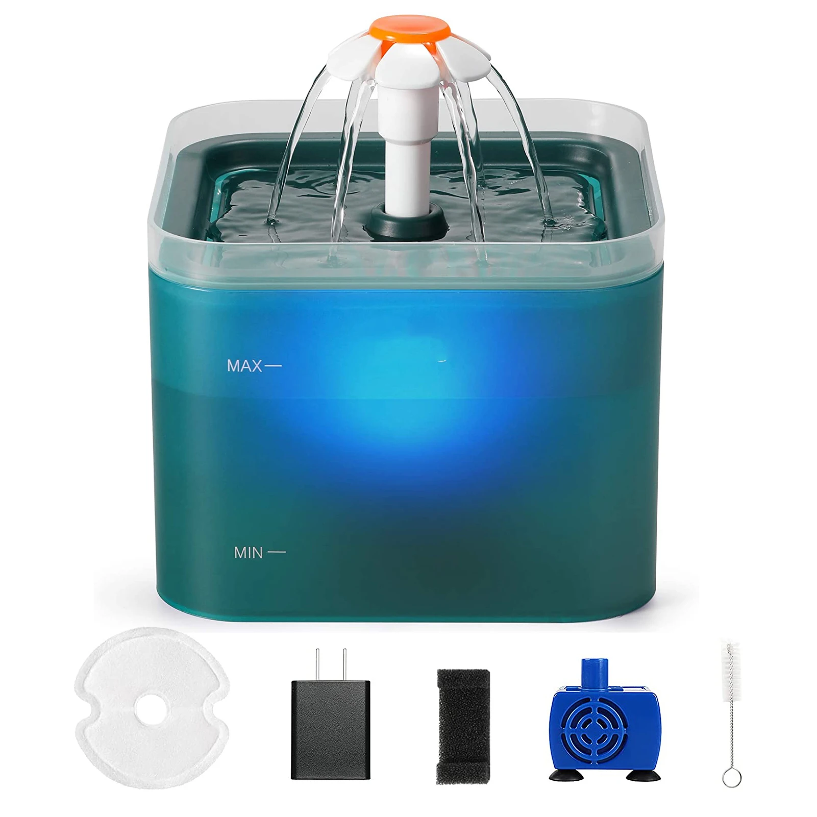 

Cat Water Fountain with LED Light 67oz/2.0L Ultra Quiet Cat Drinking Fountain with Filter Automatic Pet Water Fountain FBS889