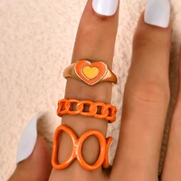 1set3pcs female jewelry fashion punk gold color geometry heart shape rings set for women cross twist open ring joint m013