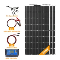 300w solar panel kit 12v battery charger 30a pwm controller flexible caravan solar panel kit 100w 200w