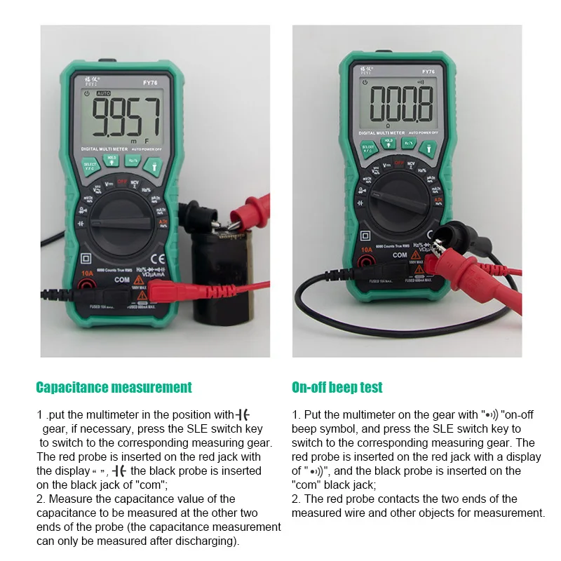 FY76 Digital Multimeter 5999 Counts Backlight Auto Range AC/DC Voltage Meter Ohm Transistor Testers Multi CLH@8 | Инструменты