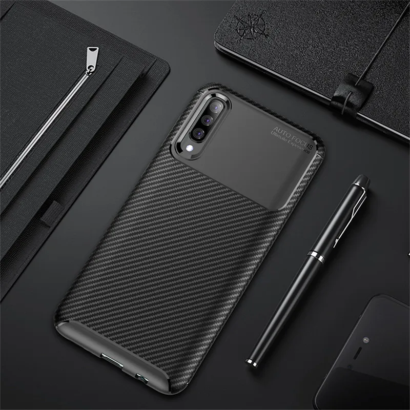 

For Samsung Galaxy A10 A20 A30 A40 A50 A70 Case Brushed Carbon Fiber Bumper Case for Galaxy A10S A20S A30S A40S A50S A70S Cover