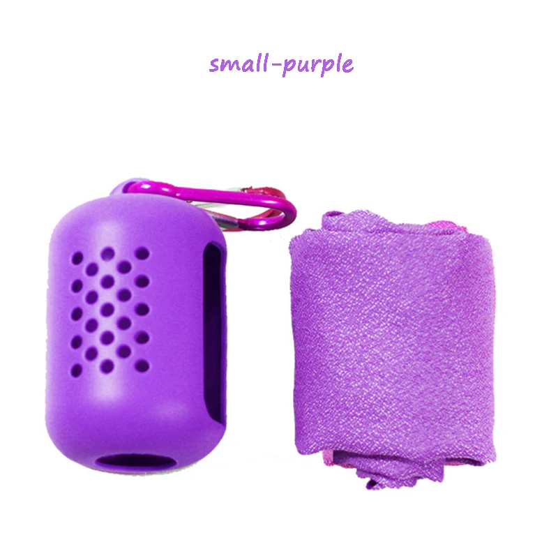 purple Быстросохнущее полотенце из сверхтонкого волокна, впитывающее пот, небольшое полотенце с силиконовым покрытием для путешествий, спорта на открытом воздухе, фитнеса - Цвет: purple