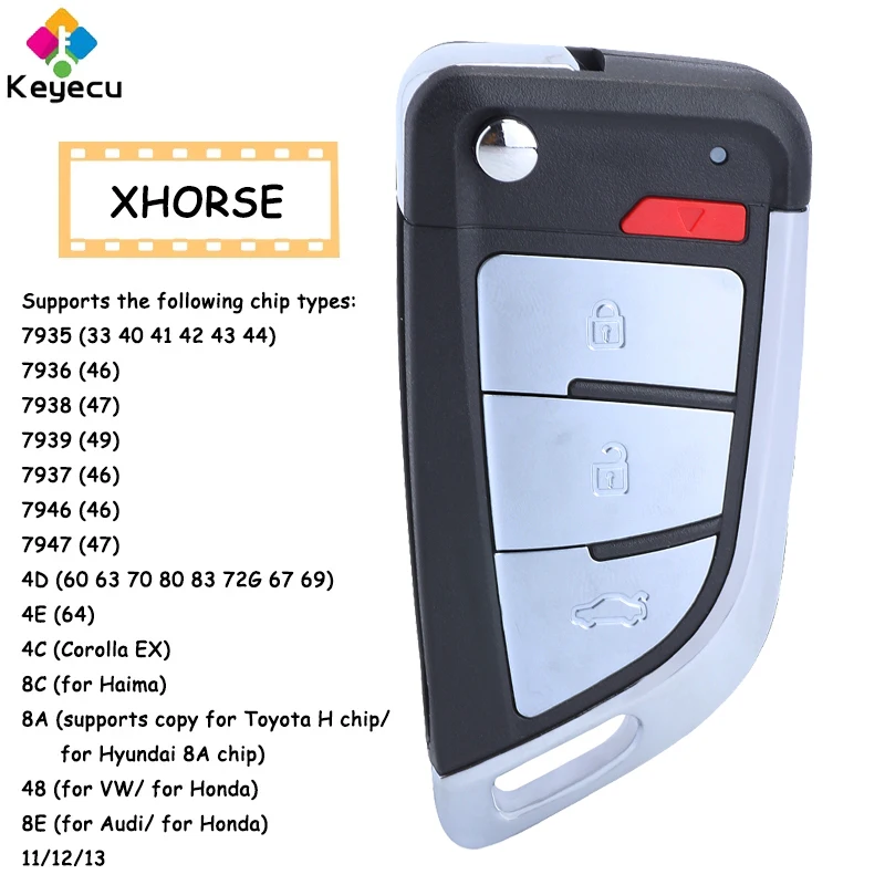 KEYECU XHORSE XEKF20EN нож флип стиль 3 + 1 4 кнопки супер универсальный дистанционный