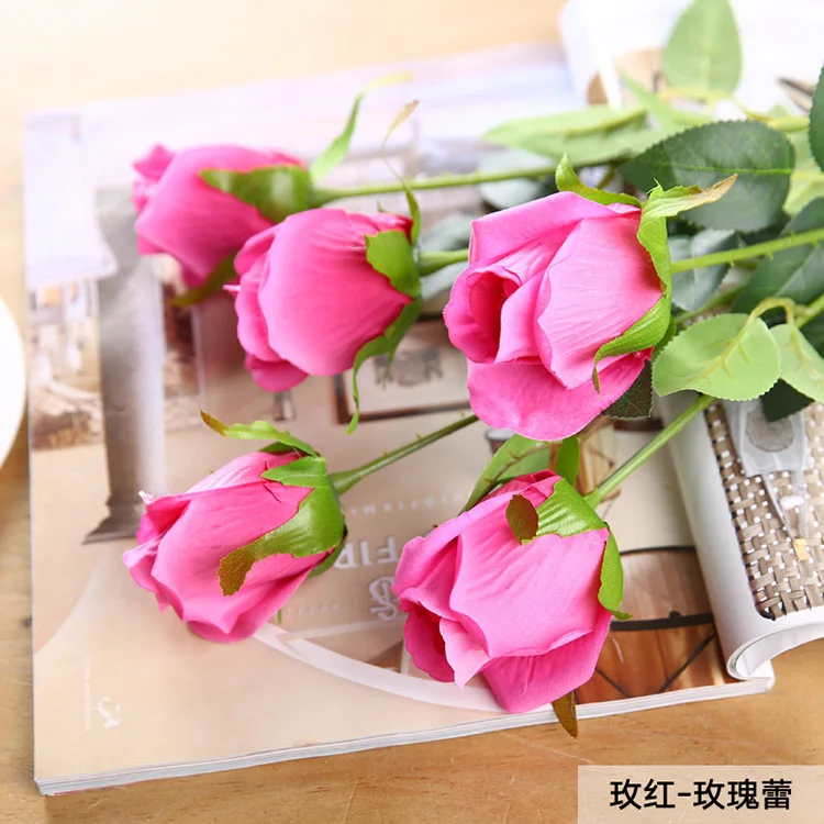 rose red CHENCHENG 11 шт. 48 см искусственная роза искусственный букет из роз для свадьбы украшение дома Пластик Сушеные цветок цветочный орнамент - Цвет: rose red