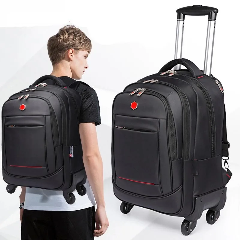Firstmeet Rolling Luggage Spinner Backpack Shoulder Travel Bag High Capacity Suitcase Wheel Multifunction Trolley Carry On bag