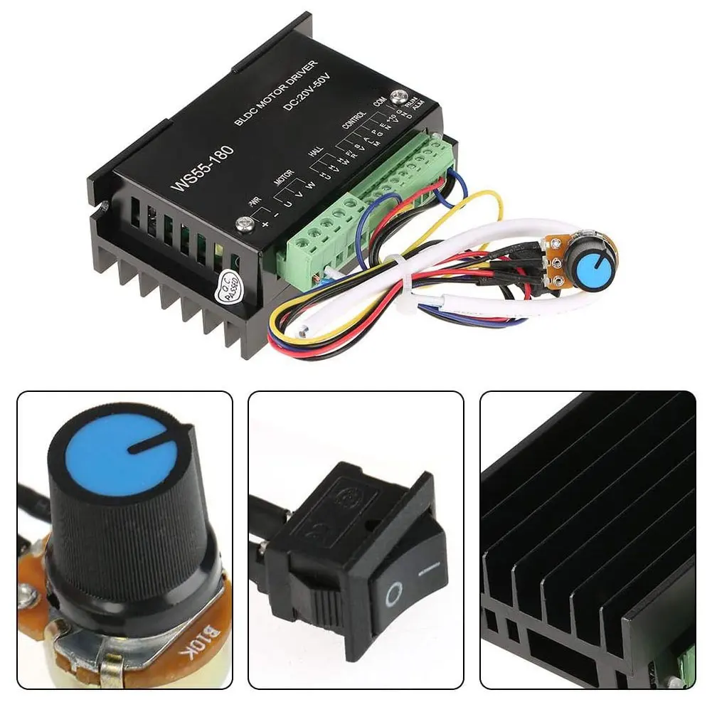 

Motor Driver BLDC Brushless Spindle 3 Phase DC 20V-50V Controller WS55-180 For CNC Machine Spindle BLDC Motor Driver Controller