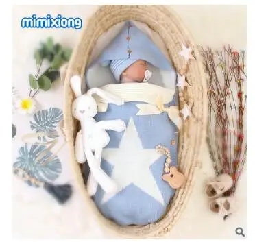 Пеленальные мешки для новорожденных трикотажные зимние одеяла с пятью звездами