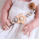 1 шт. детская пустышка фиксатор цепь Бук деревянная звезда держатель для соски пищевого класса силиконовые бусины для новорожденных подарки для кормления ребенка прорезыватель