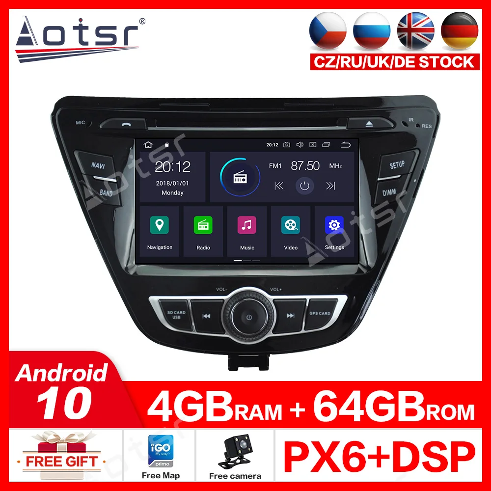 Автомобильный DVD-плеер на Android 10 0 4 Гб + 64 ГБ для Hyundai Elantra 2011-2013 Автомобильная