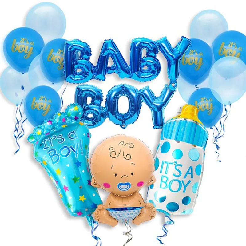 17pcs blue Украшения для детского душа бумага со слоном Торт Топперы его девочка мальчик Babyshower вечерние принадлежности пол раскрыть розовый синий - Цвет: 17pcs blue