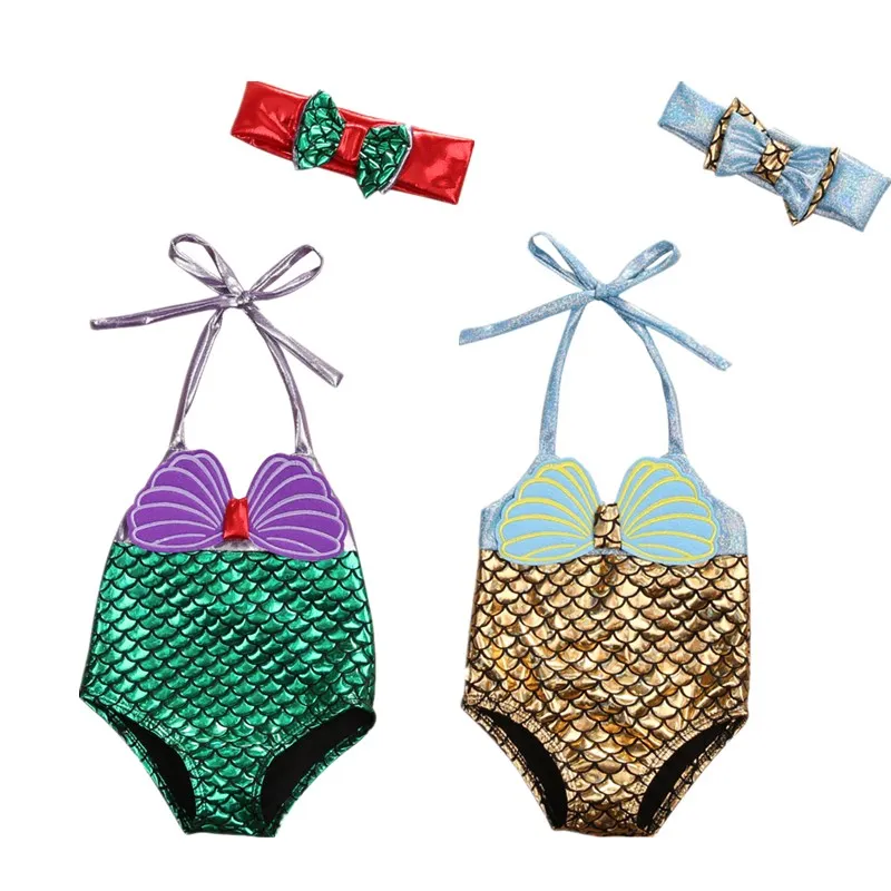 Детский комплект бикини Русалочка из 2 предметов летний купальный костюм для
