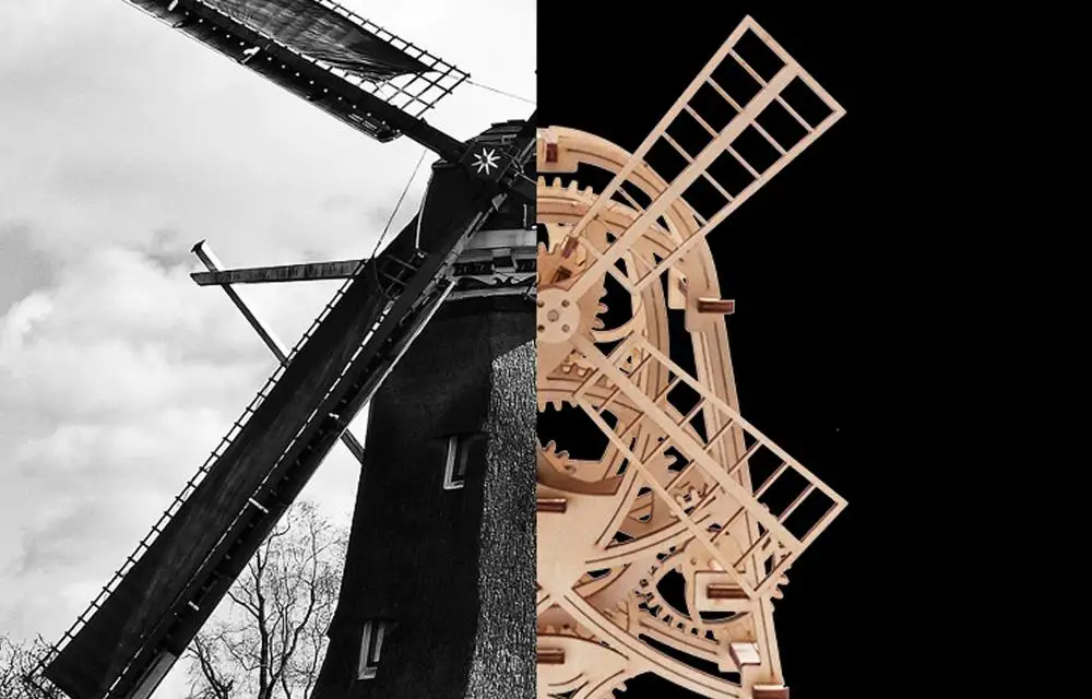 Сказочная ветряная мельница DIY деревянный подарок лазерная резка 3D механическая