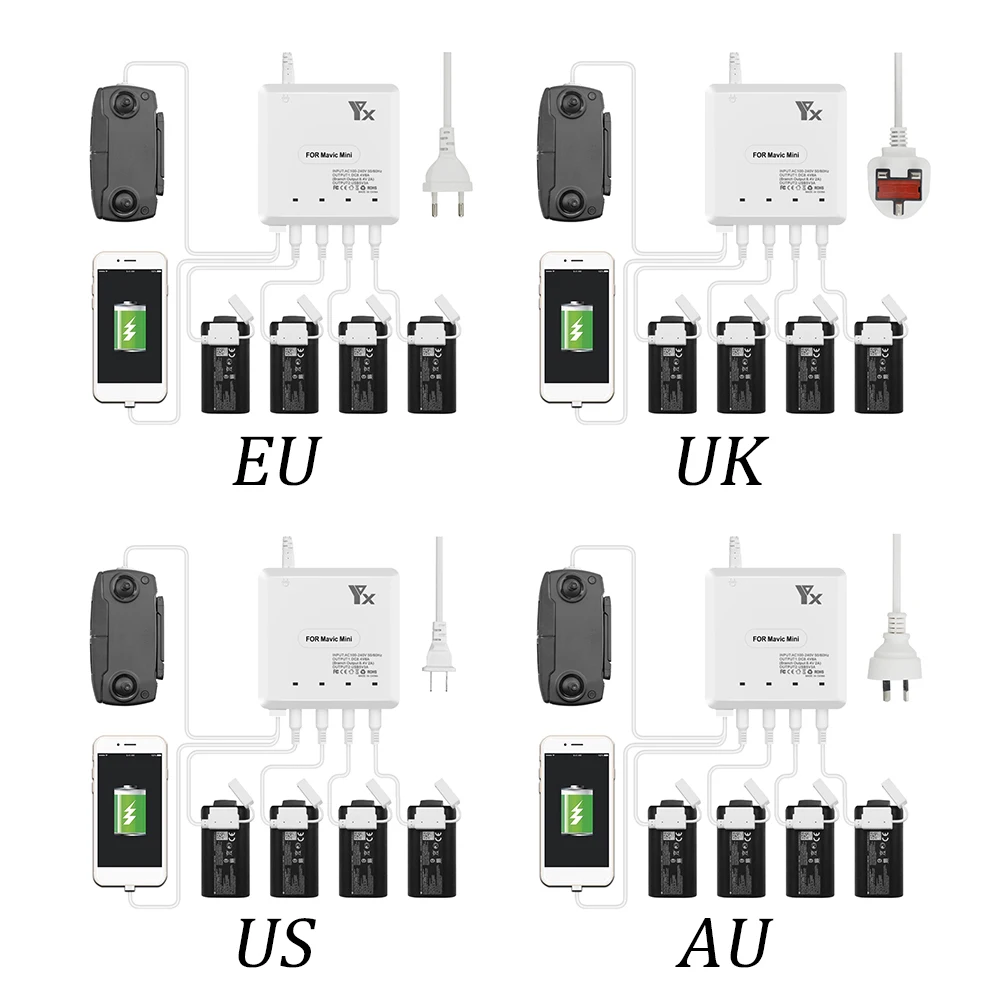 Зарядное устройство USB порт 6 в 1 портативный Дрон батарея зарядное