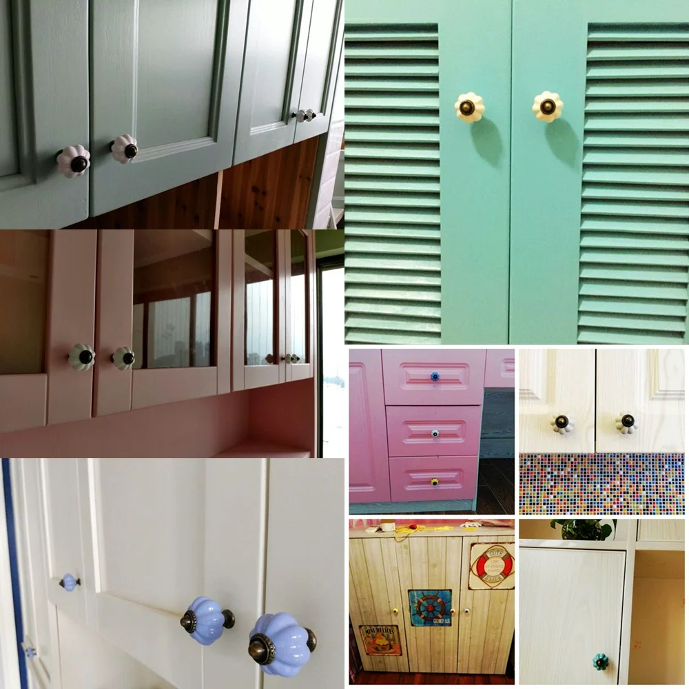 1 шт мульти Цвет Керамика дверную ручку 34 мм мультяшный шкаф ручки с винтами евро