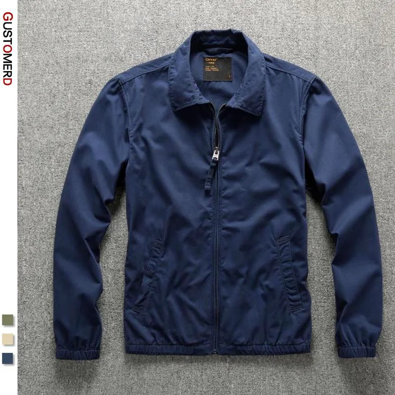 

Однотонная Базовая куртка GustOmerD, мужская повседневная ветрозащитная уличная спортивная куртка с отворотом для мужчин, осенняя модная мужск...