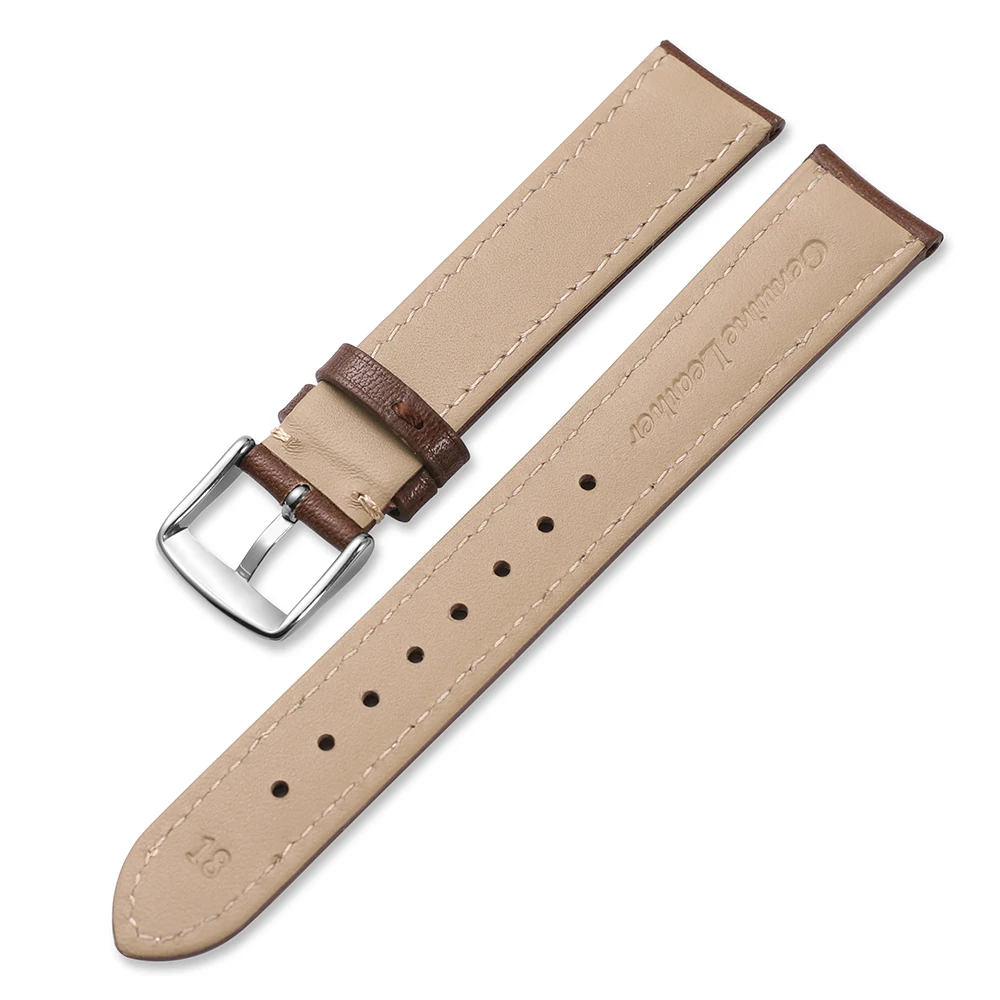 IStrap ремешок для часов 18 мм, 19 мм, 20 мм, 21 мм, 22 мм, темно-коричневый, натуральная кожа, сменный ремешок для часов, полированная Серебряная Пряжка для Tissot