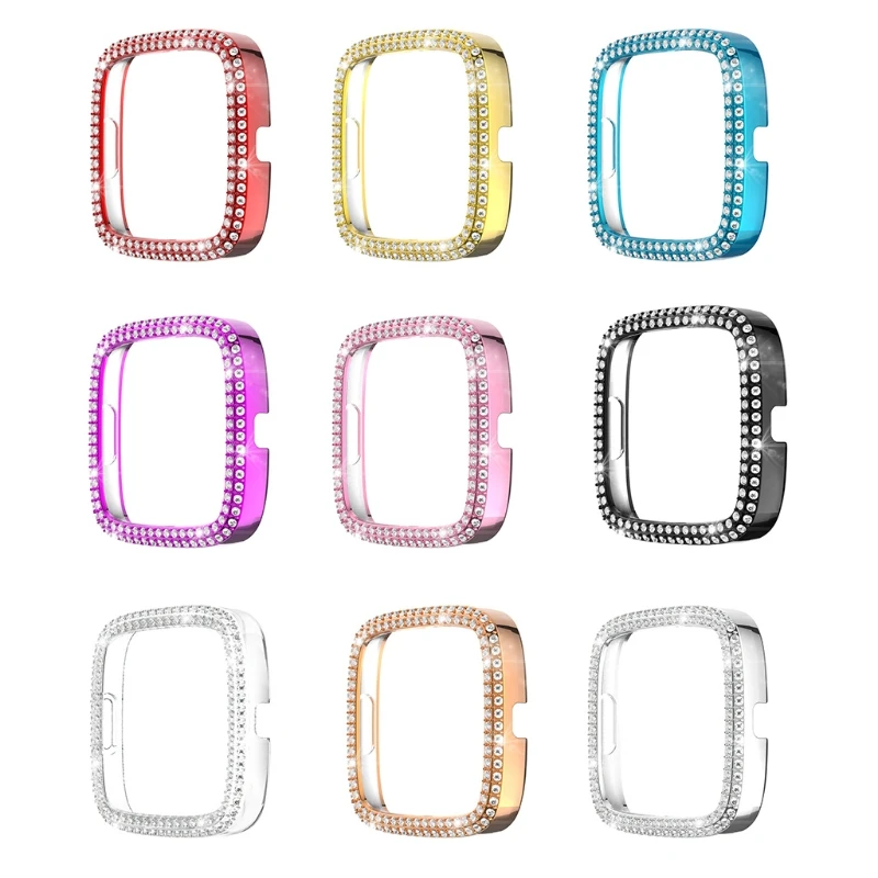 

Новинка 2021 года, чехол совместимый с Fit bit Versa 2, защитный чехол с рамкой с кристаллами и бриллиантами, чехол совместимый с умными часами Fit bit ...
