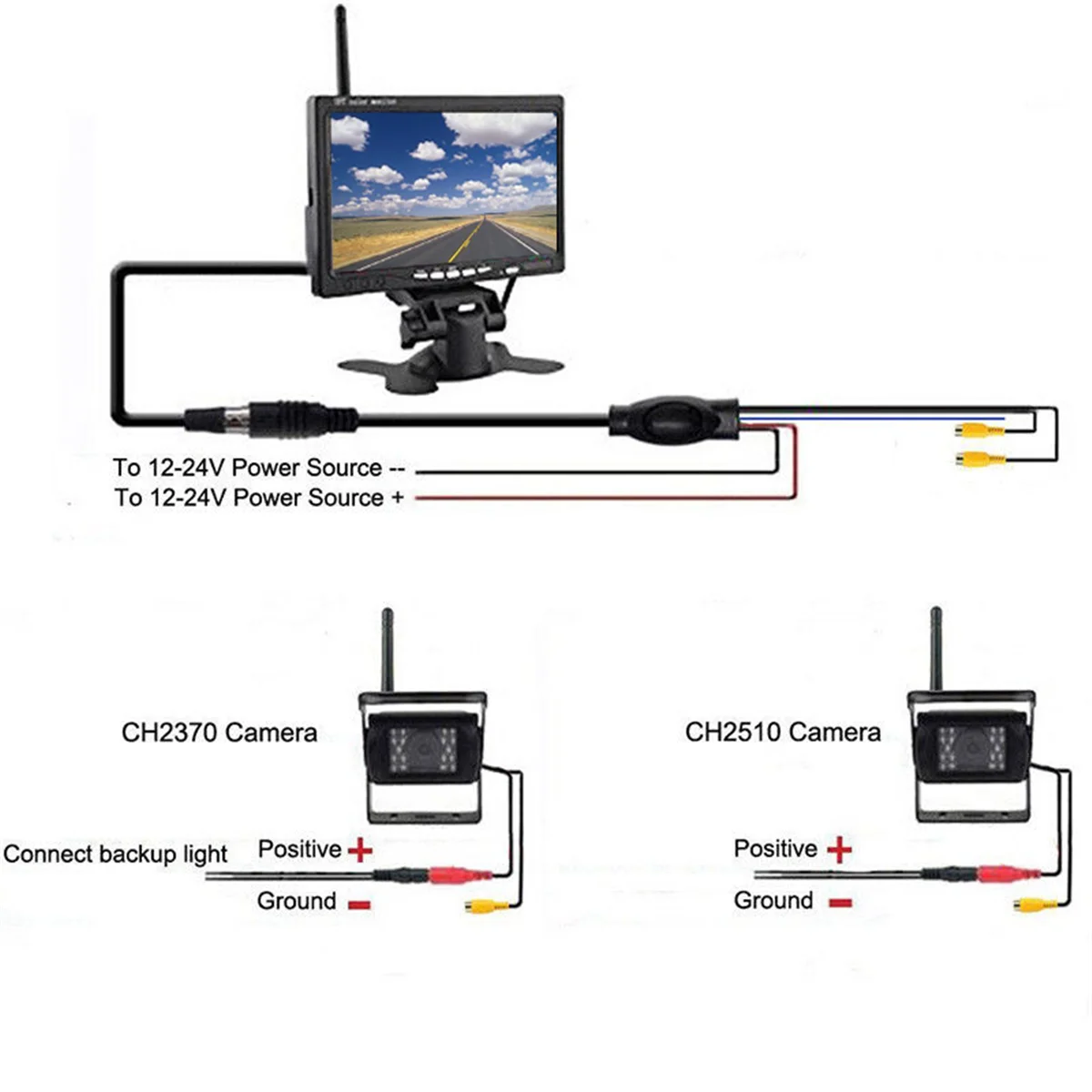 " Беспроводной автомобильный монитор TFT lcd Автомобильная камера заднего вида HD монитор для камера грузовика поддержка автобус RV Van DVD Камера заднего вида