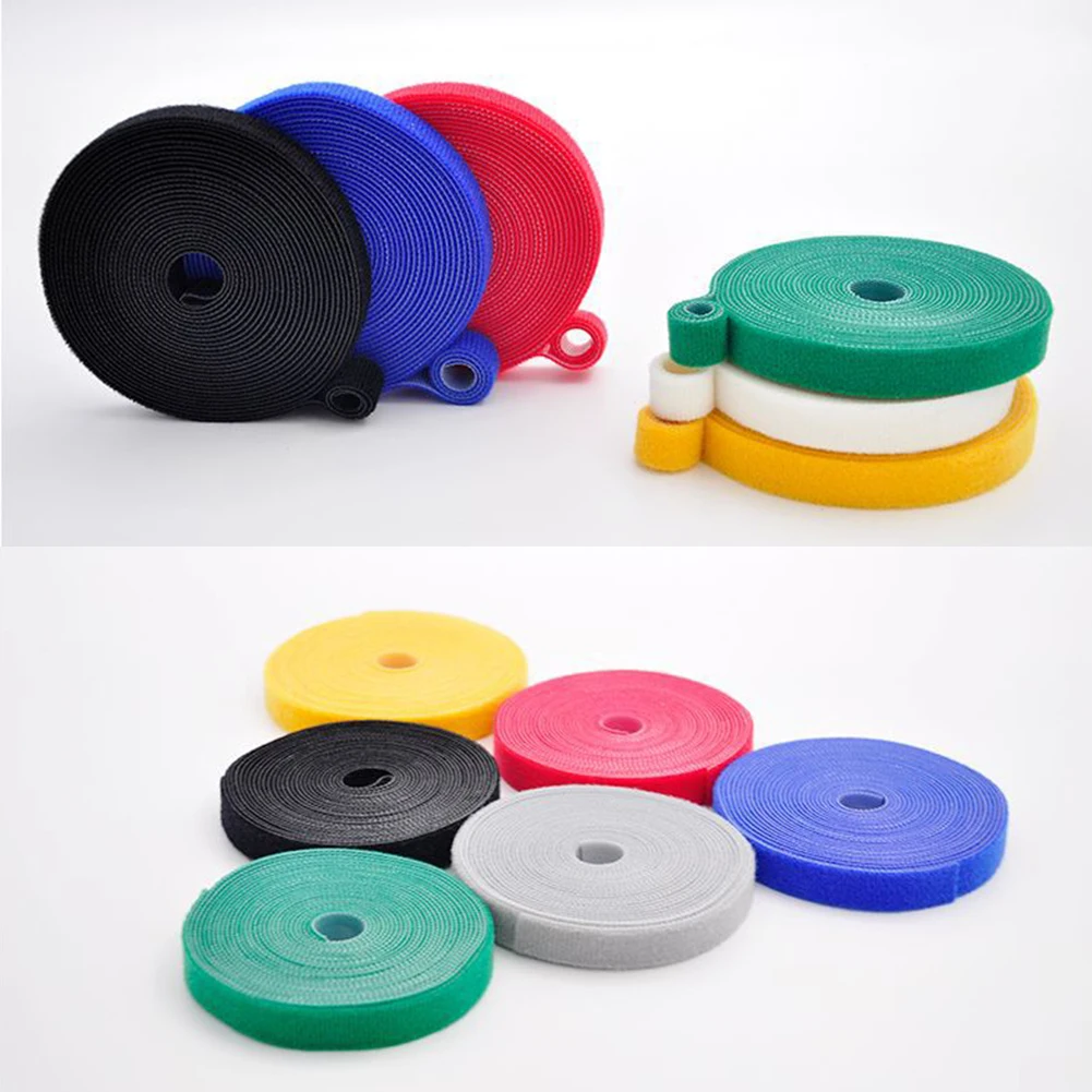 Многоразовые 5 м/рулон Цвет кабель липучками Самоклеящиеся Застежки лента
