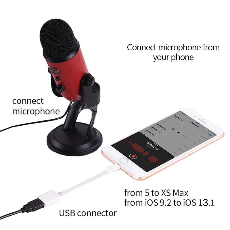 Адаптер OTG с lightning на USB для iPhone 7 8 X комплект подключения камеры конвертер iPad iOS 12 13