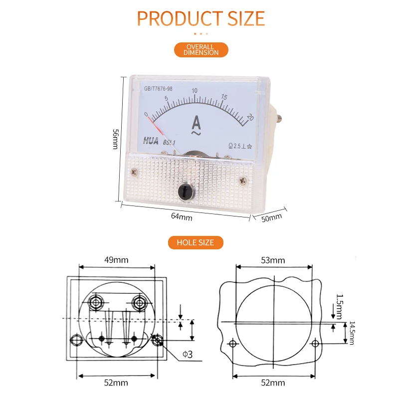 Analog Amp Meter Gauge AC Ammeter Current 85L1 Panel Ampere 1A2A3A5A10A15A20A30A50A100A Tester | Инструменты