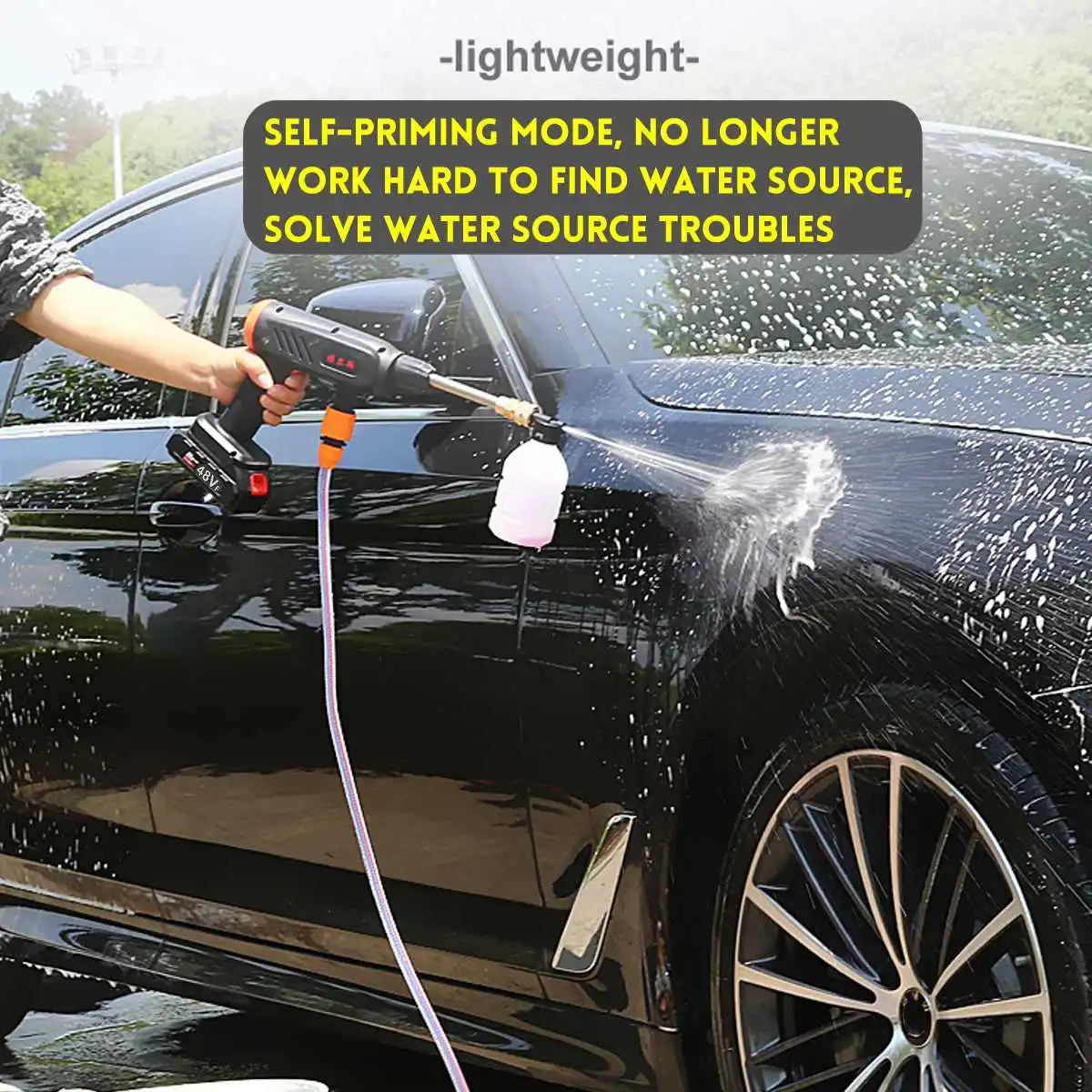 Дешево 10000 мАч 30 бар Беспроводной мойщик высокого давления водяной пистолет портативный генератор пены для мойки автомобиля Makita 18 В батарея