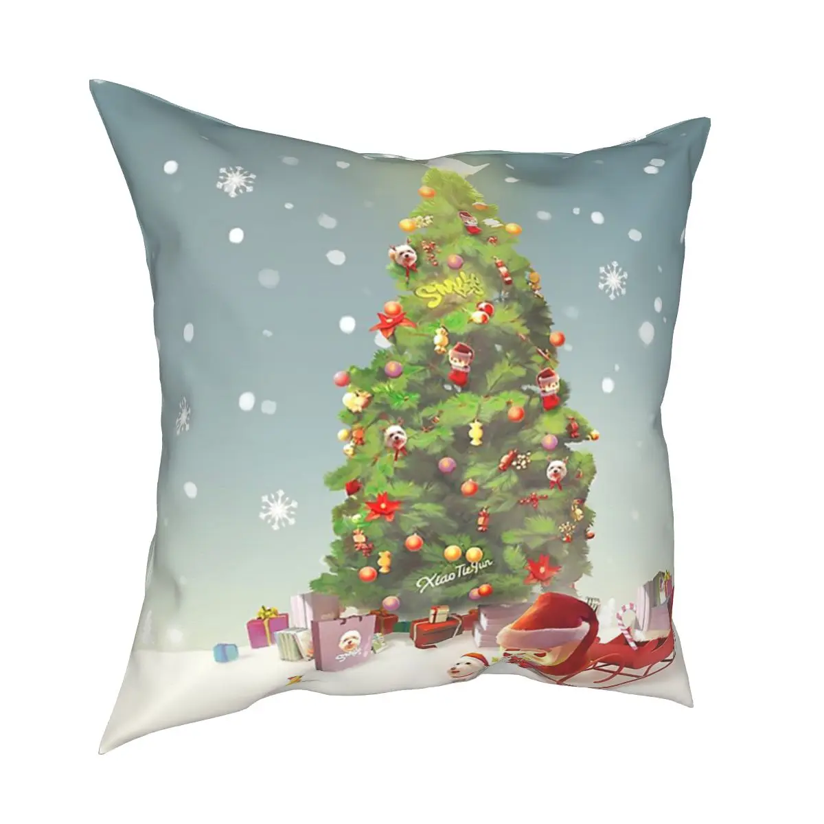 

Санта-Клаус с маской на рождественскую елку, Наволочка на подушку, Мягкий тканевый Чехол на подушку, декоративный чехол, Наволочка на подушк...