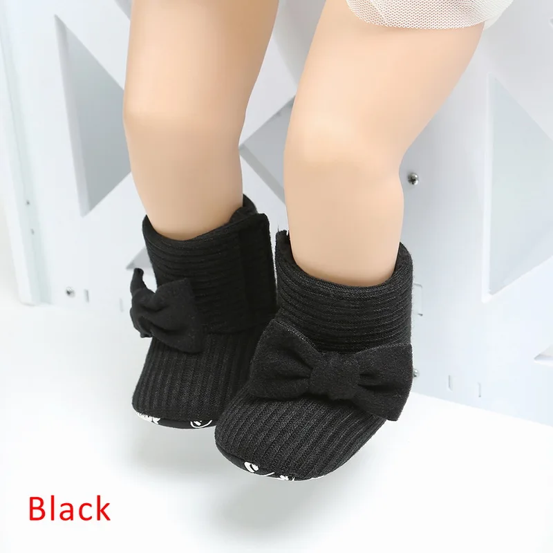 Хлопковые теплые зимние меховые плюшевые пинетки для малышей нескользящая обувь