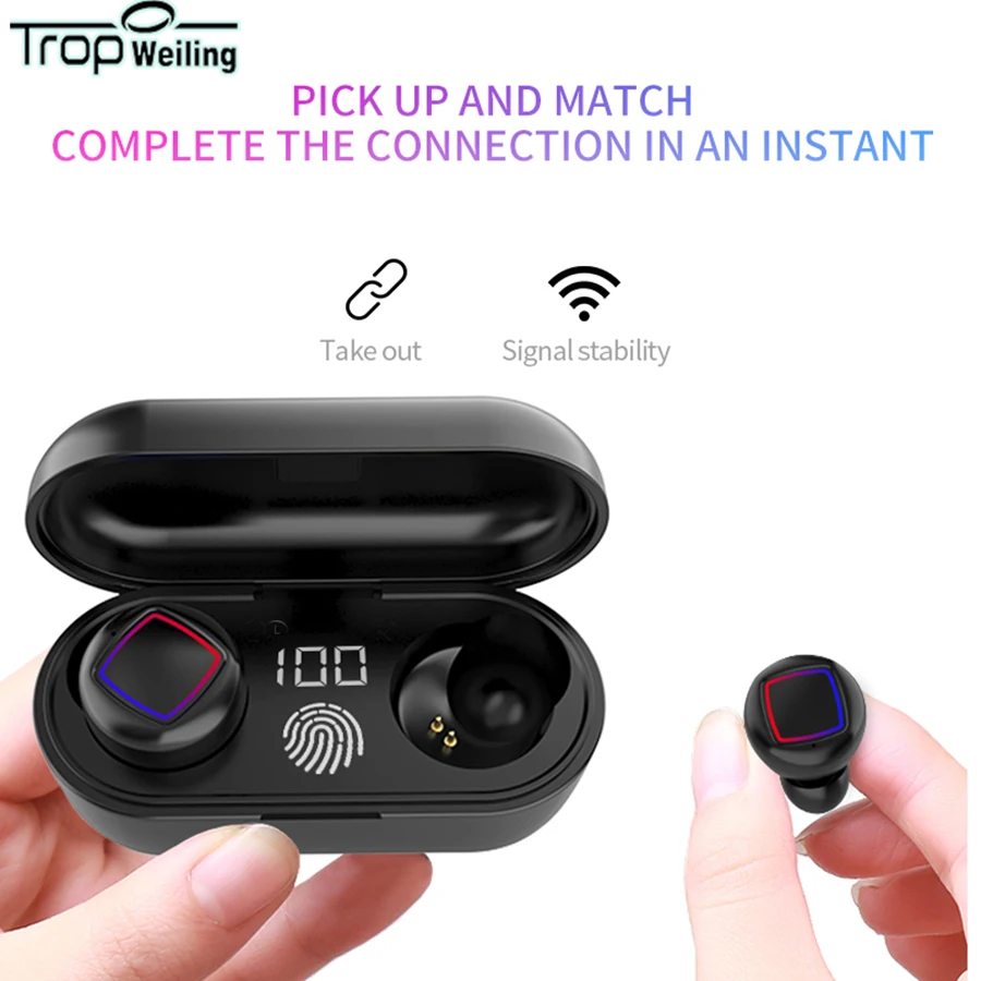 Мини TWS сенсорный Bluetooth наушники со светодиодным дисплеем 5 0 спортивные Игровые