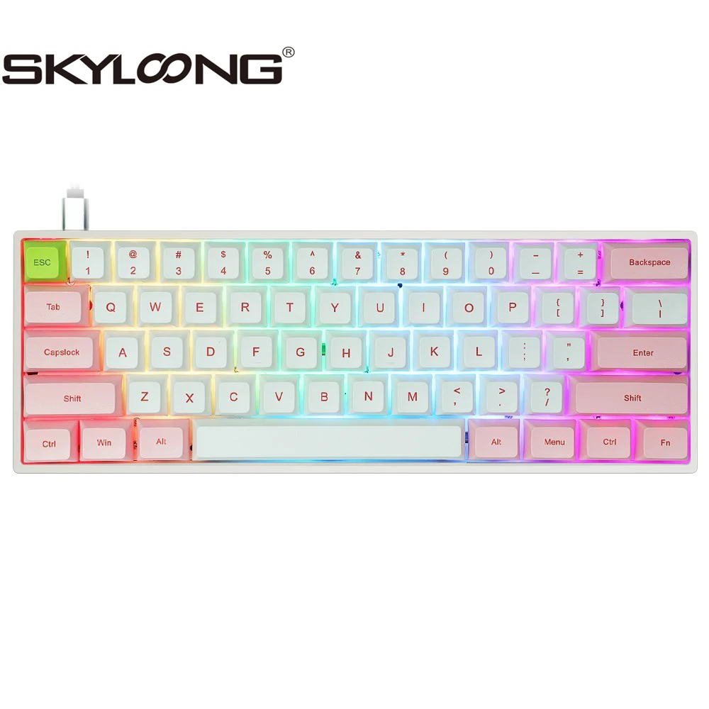

SKYLOONG SK61 клавиши Gateron, оптическая клавиатура с переключателем RGB подсветкой аксессуары для геймеров Type-C, оптическая клавиатура с переключате...