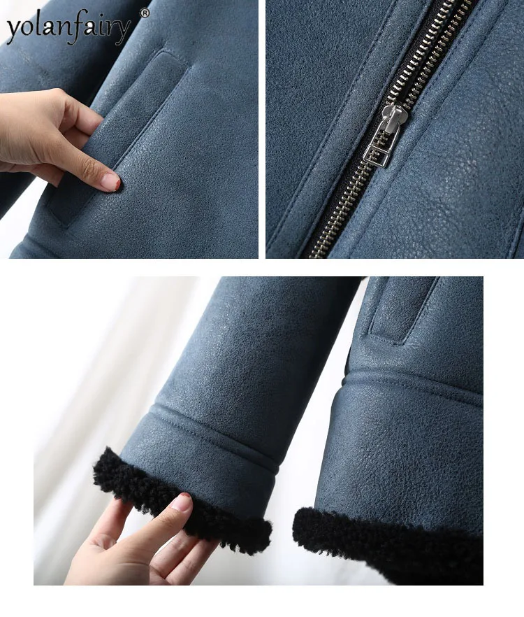 Женская зимняя куртка из натуральной кожи овечьей шерсти мериноса KJ5188|Шубы и